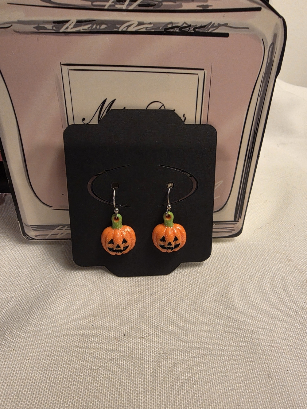 Halloween Pumpkin Dangle Earrings - Orange -